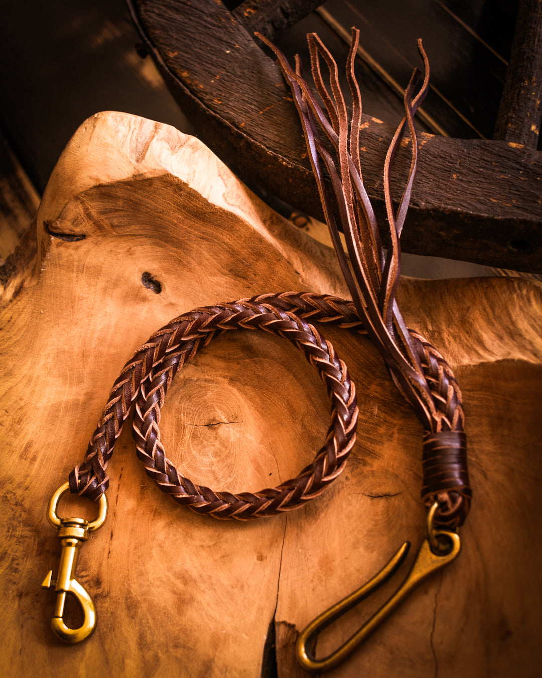 Braided leather wallet chain