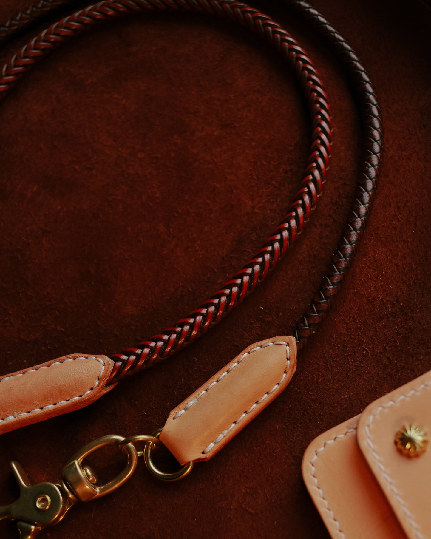 Braided leather wallet chain