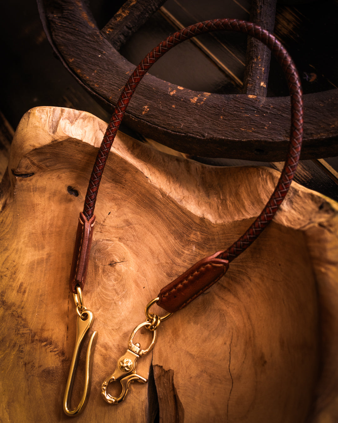 Braided leather wallet chain