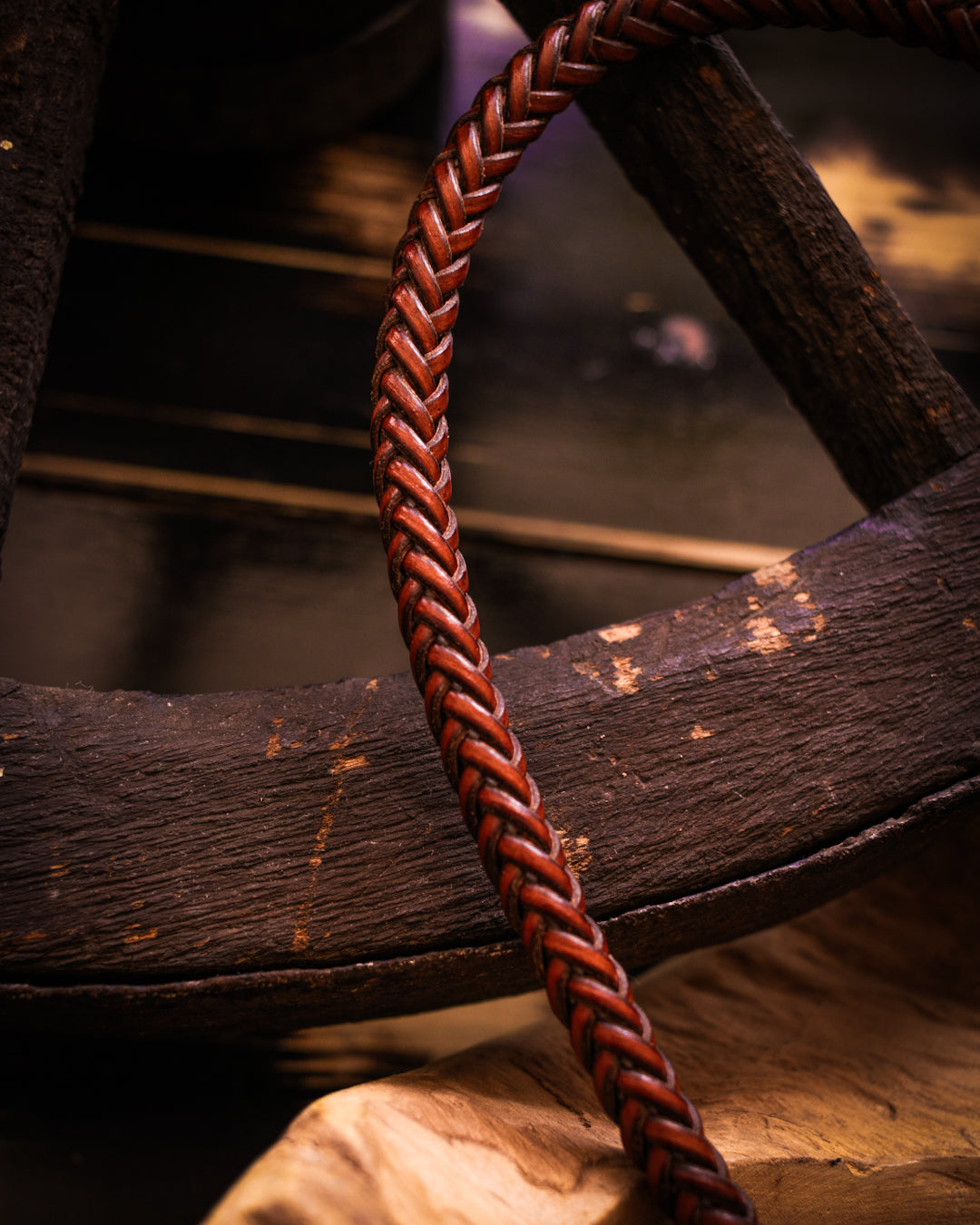 Braided leather wallet chain