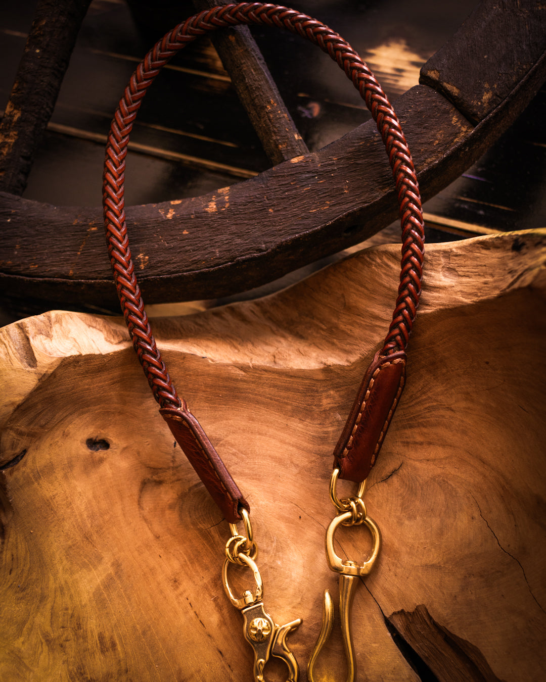 Braided leather wallet chain
