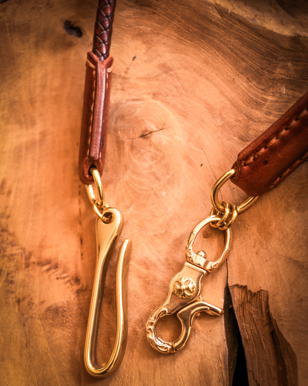 Braided leather wallet chain