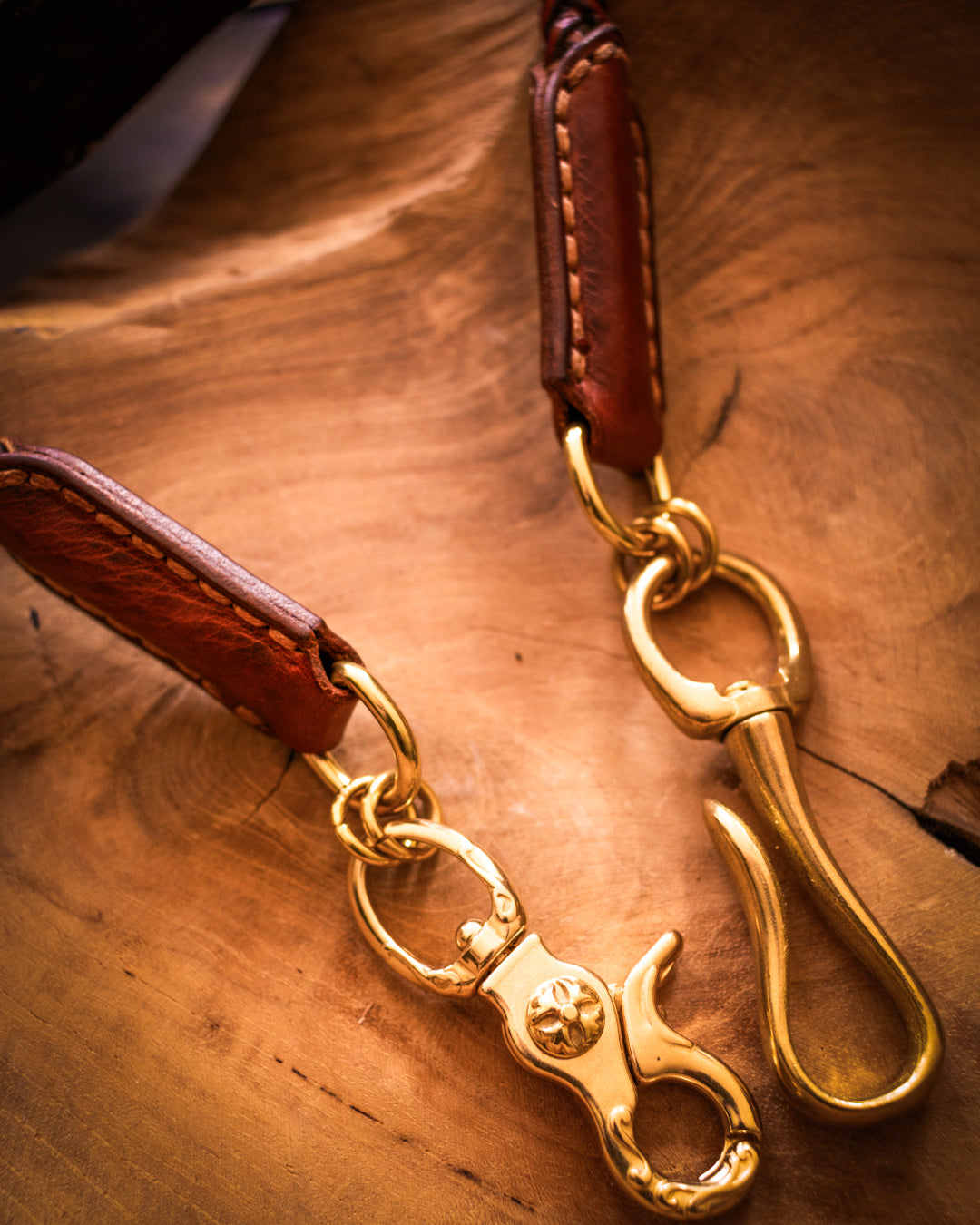 Braided leather wallet chain