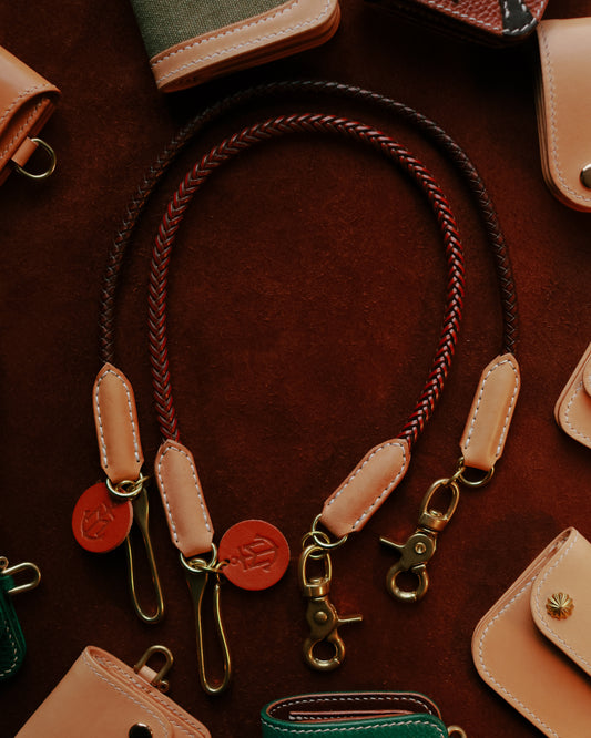 Braided leather wallet chain