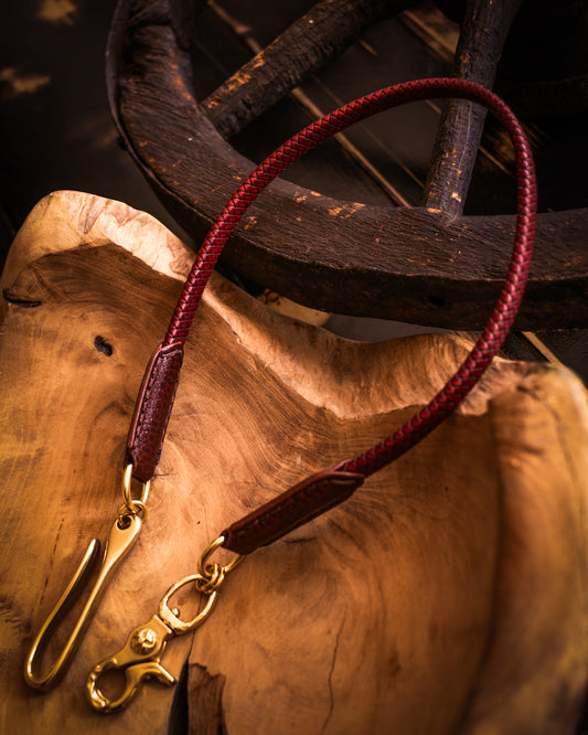 Braided leather wallet chain