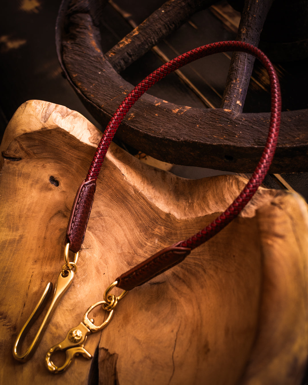 Braided leather wallet chain