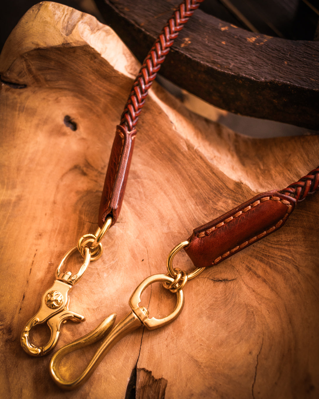Braided leather wallet chain