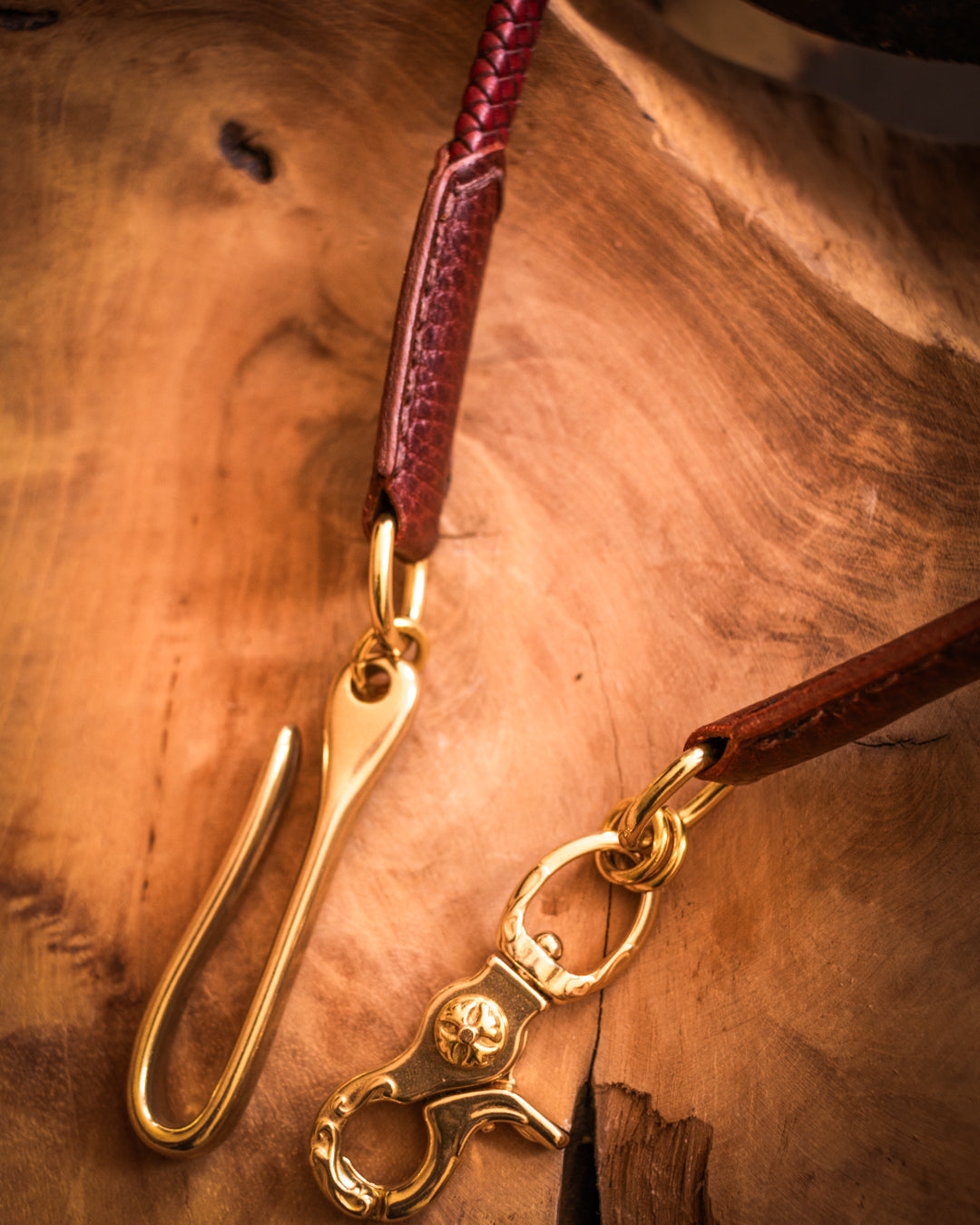 Braided leather wallet chain
